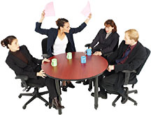 Frustrated woman at meeting